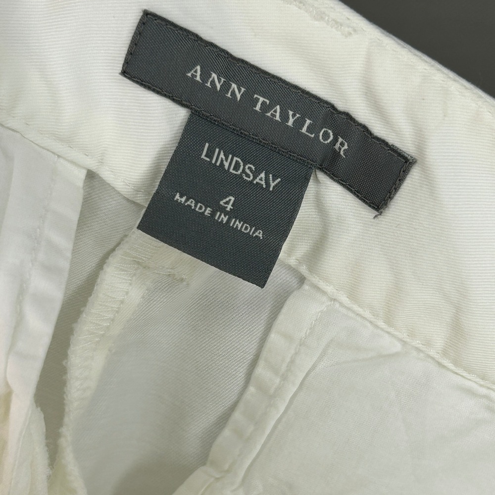 Ann Taylor Lindsay White Flare Pants Women 4 Cotton Blend Office Casual NWOT - Picture 5 of 10